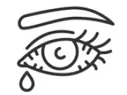 oeil irrité avec larme