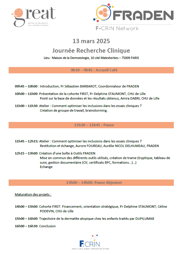 Programme Journée Recherche Clinique FRADEN